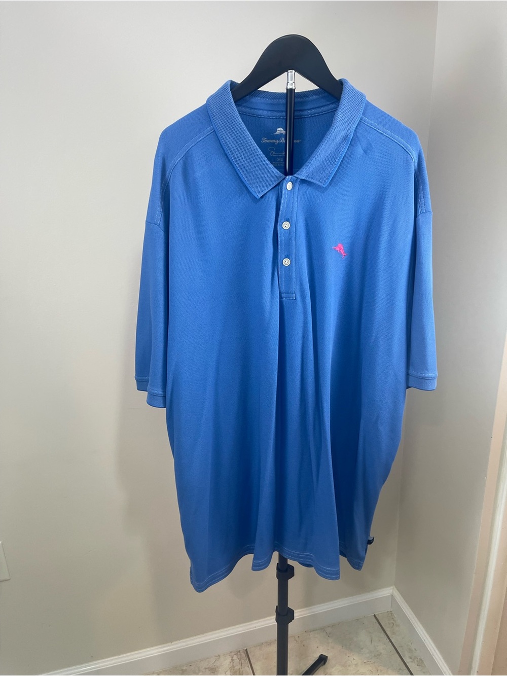 Tommy Bahama Royal Blue Polo with Pink Embroidered Logo